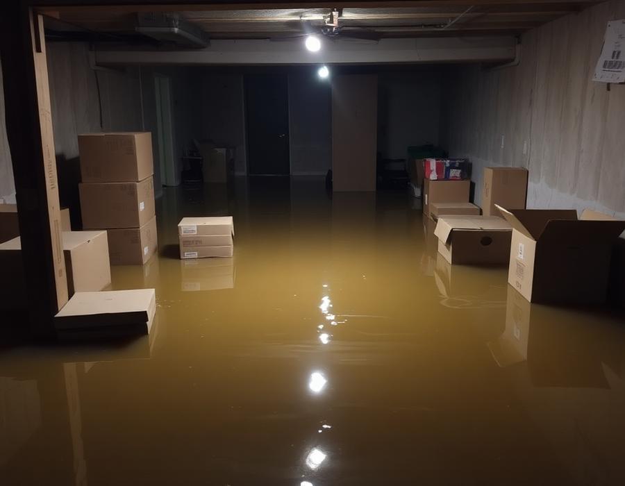 Before: Flooded basement, fully restored in 72 hours