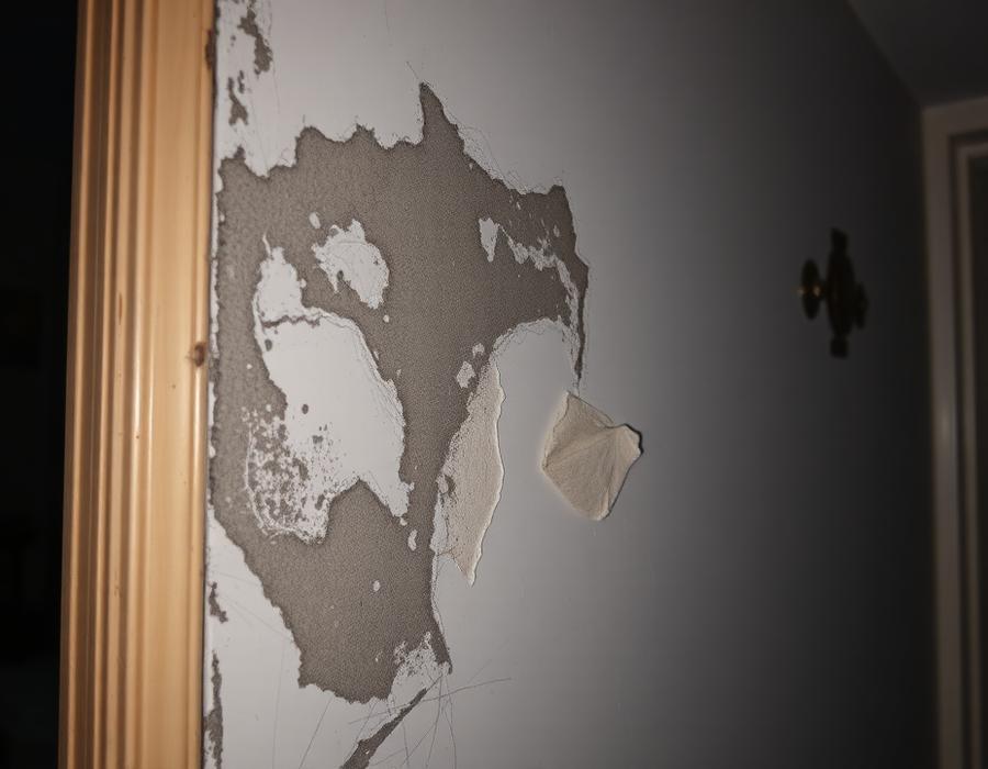 Before: microbial growth on affected drywall